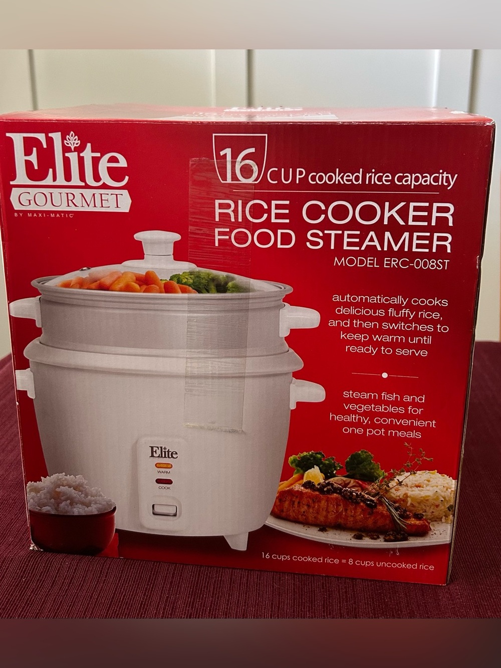 “NIB” New Elite 16-Cup Rice Cooker & Food Steamer